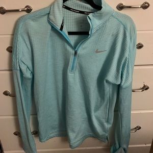 Nike light blue dri fit textured half zip pullover